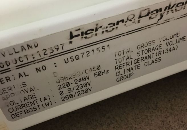 Fridge Serial and Model