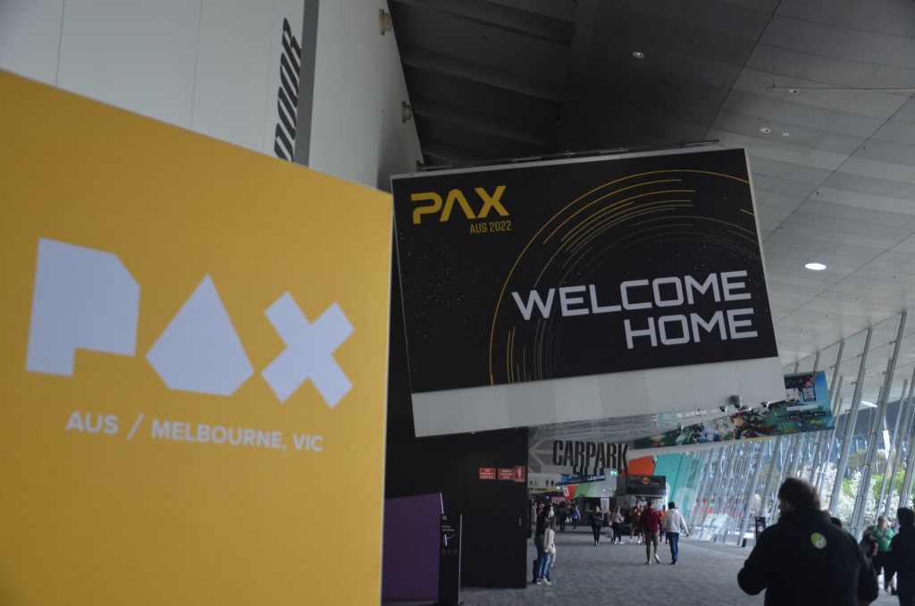 image of sign at PAX Aus 2022 saying "Welcome Home"