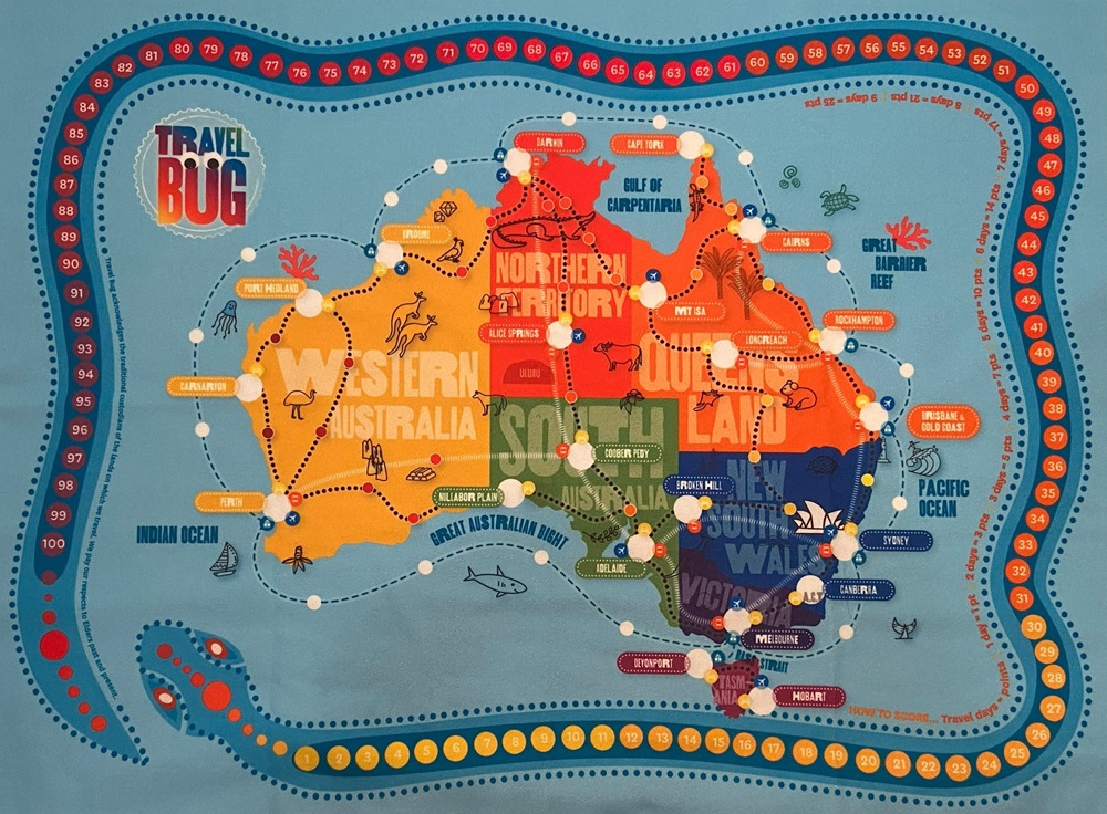 Image of playmat from tabletop game, TRAVEL BUG