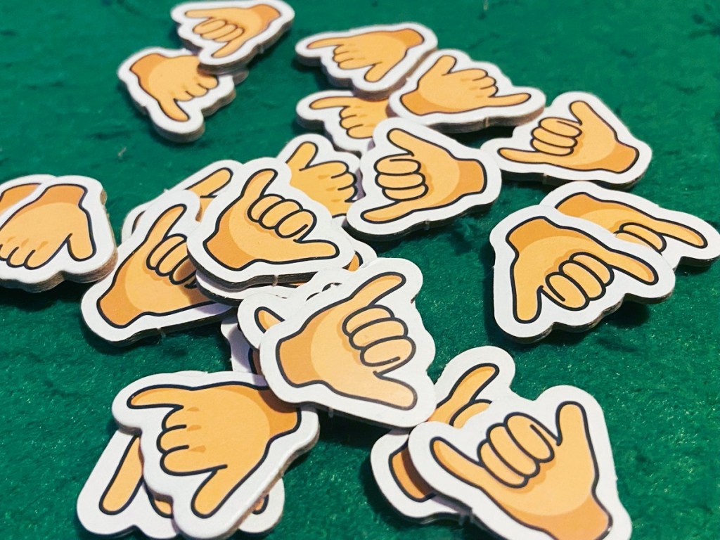Image of Hawaiian shaka Respect Tokens for tabletop game Surf's Up!