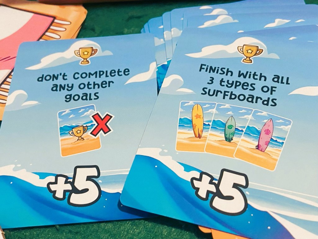 Image of shared goal cards for tabletop games Surf's Up!