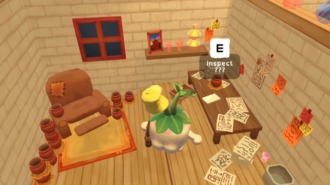 screenshot from Letters to Arralla showing how to solve a mystery by inspecting the room