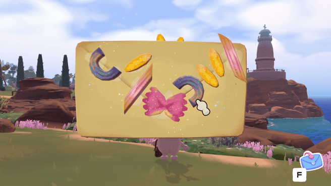 screenshot from Letters to Arralla showing an envelope with macaroni stuck to it as a clue for the address