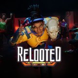 title image for Relooted video game featuring Nomali running towards the screen with a treasured artefact under her arm