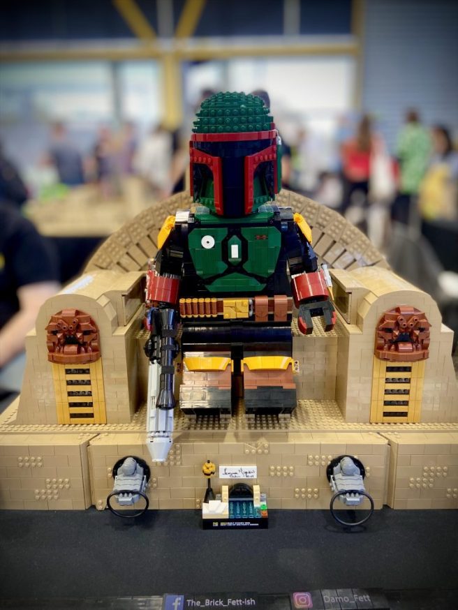 Picture of LEGO MOC of Star Wars Boba Fett sitting on a throne