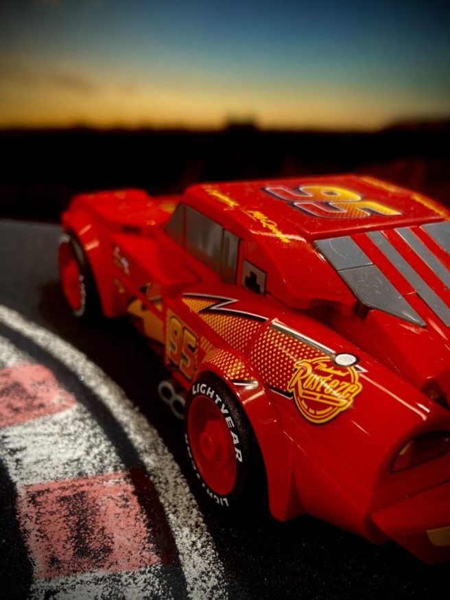 Picture of LEGO MOC and photos set-up at BrickBuilt Sydney 2026 using Lightning McQueen Duplo